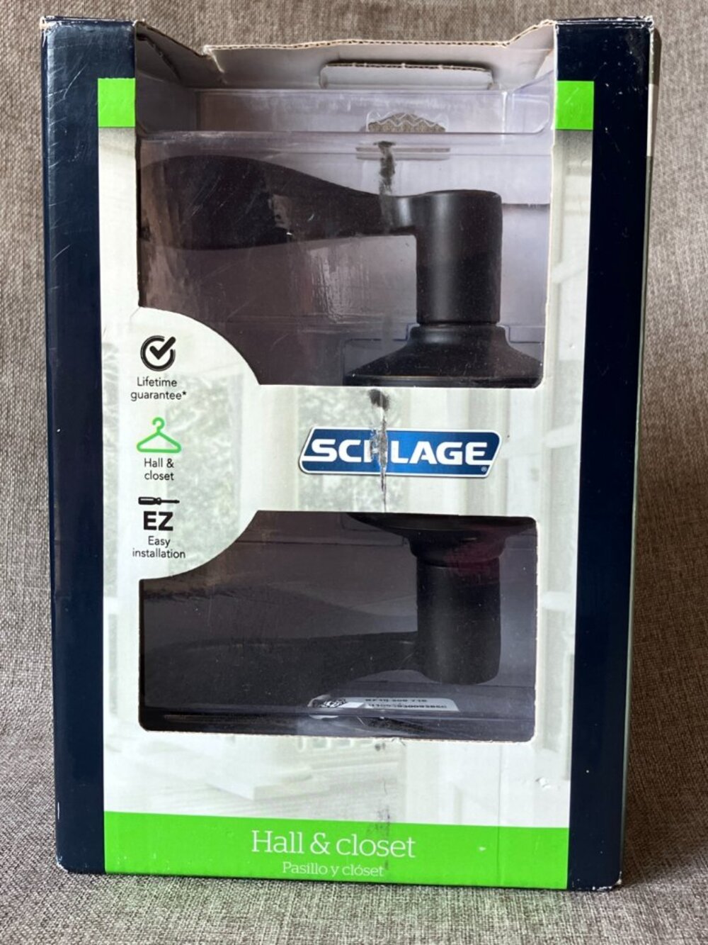 Schlage F10 Hall & Closet Door Handle Set Accent Aged Bronze Easy Install, NIB